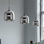 Sleek Nordic Black Glass Pendant - Modern and Stylish Elegance with LED Lighting