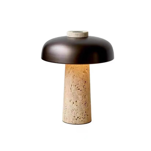 Wabi-Sabi Elegance: Natural Travertine Table Lamp for Peaceful Interiors