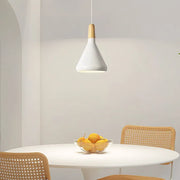 Fancy French macaron cone pendant – Elegant aluminum and wood lamp for a stylish touch