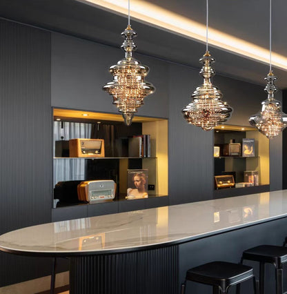 Suspension en verre et laiton élégant – Éclairage stylé pour votre salon et votre cuisine