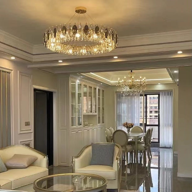 Elegant K9 crystal chandelier – Dazzling rose gold LED light with dimmable function (Available in different sizes)