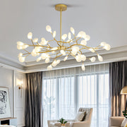 Dazzling dragonfly LED chandelier – Contemporary acrylic light with a magical firefly leaf design