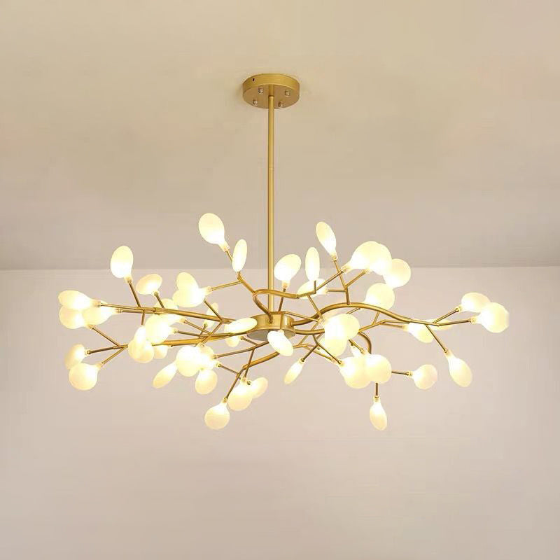 Dazzling dragonfly LED chandelier – Contemporary acrylic light with a magical firefly leaf design