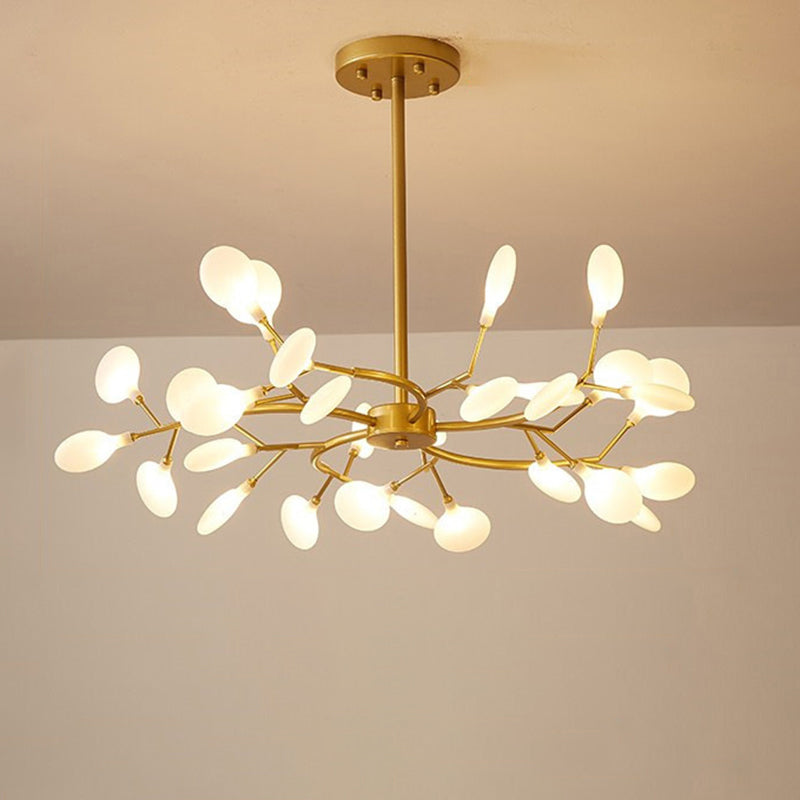 Dazzling dragonfly LED chandelier – Contemporary acrylic light with a magical firefly leaf design