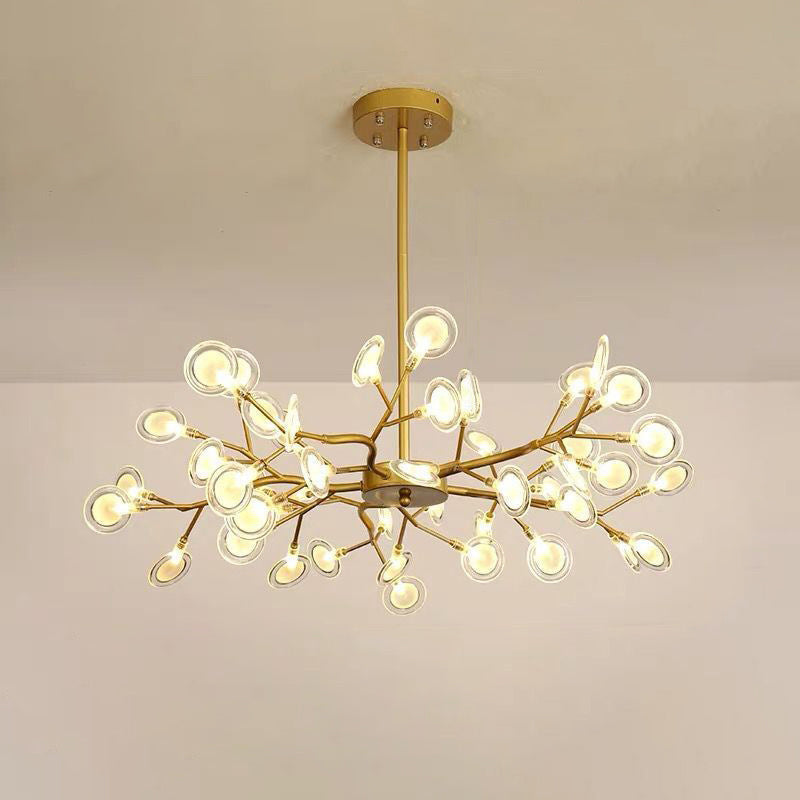 Dazzling dragonfly LED chandelier – Contemporary acrylic light with a magical firefly leaf design