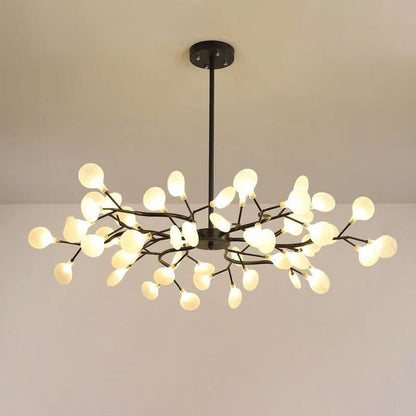 Dazzling dragonfly LED chandelier – Contemporary acrylic light with a magical firefly leaf design