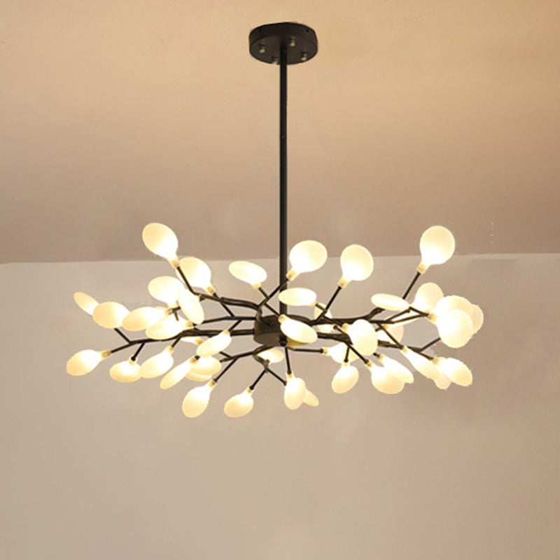 Dazzling dragonfly LED chandelier – Contemporary acrylic light with a magical firefly leaf design