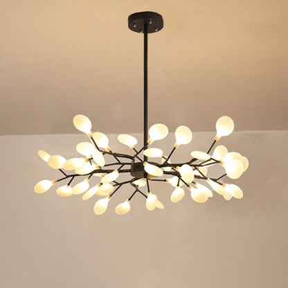 Dazzling dragonfly LED chandelier – Contemporary acrylic light with a magical firefly leaf design