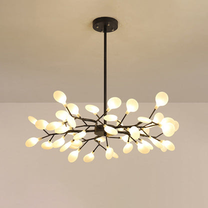 Dazzling dragonfly LED chandelier – Contemporary acrylic light with a magical firefly leaf design