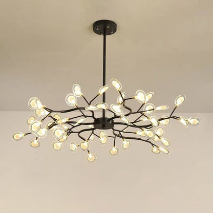 Dazzling dragonfly LED chandelier – Contemporary acrylic light with a magical firefly leaf design