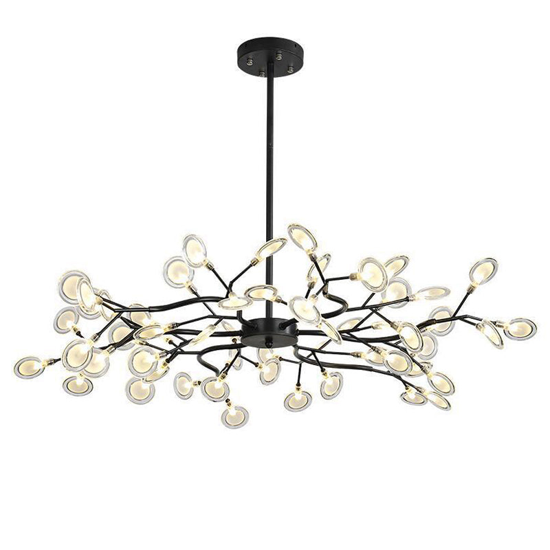 Dazzling dragonfly LED chandelier – Contemporary acrylic light with a magical firefly leaf design