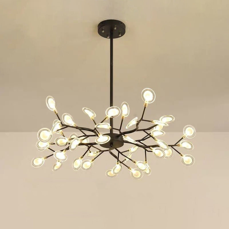 Dazzling dragonfly LED chandelier – Contemporary acrylic light with a magical firefly leaf design