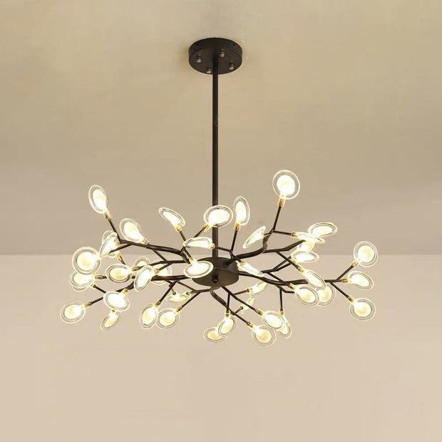 Dazzling dragonfly LED chandelier – Contemporary acrylic light with a magical firefly leaf design