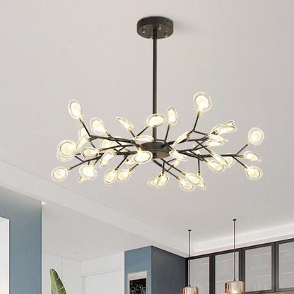 Dazzling dragonfly LED chandelier – Contemporary acrylic light with a magical firefly leaf design