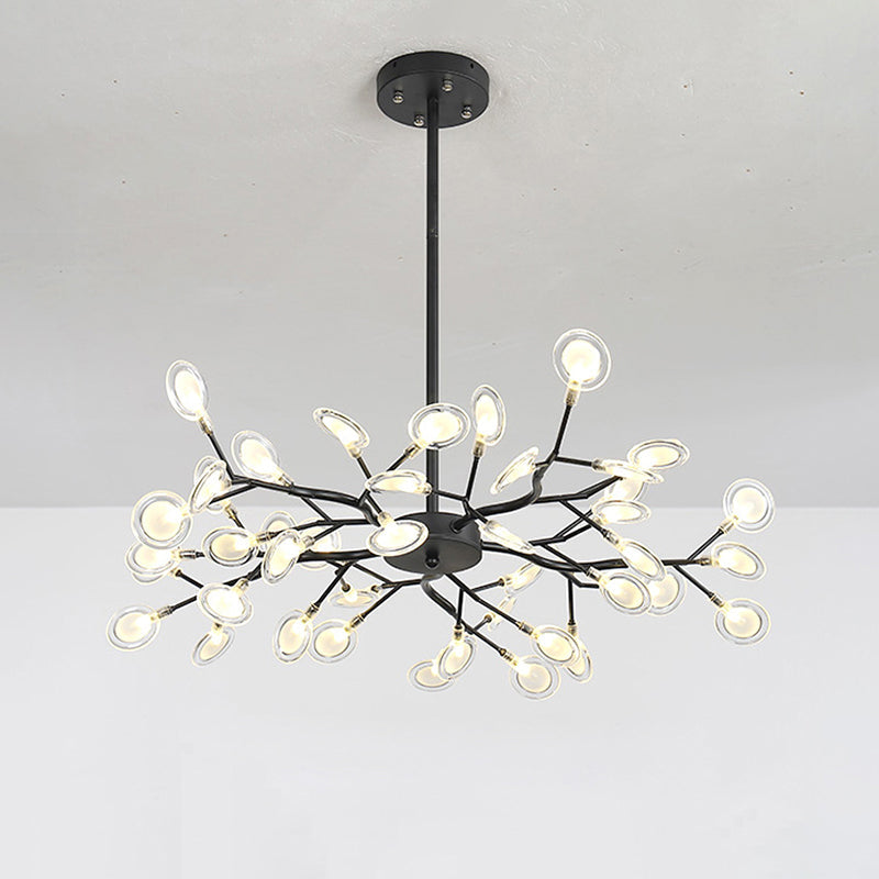 Dazzling dragonfly LED chandelier – Contemporary acrylic light with a magical firefly leaf design