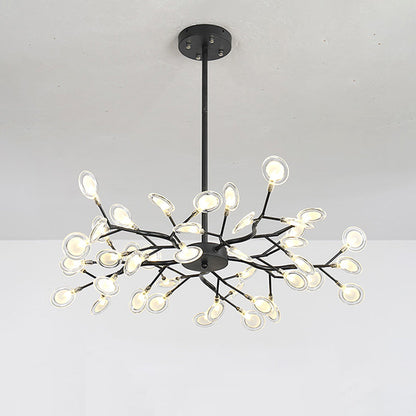Dazzling dragonfly LED chandelier – Contemporary acrylic light with a magical firefly leaf design
