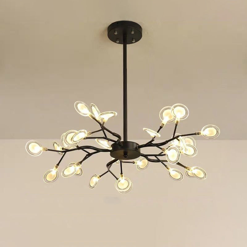 Dazzling dragonfly LED chandelier – Contemporary acrylic light with a magical firefly leaf design
