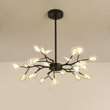 Dazzling dragonfly LED chandelier – Contemporary acrylic light with a magical firefly leaf design