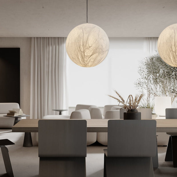 Mondseide Silk Suspension – Exquisite LED Lighting with Natural Silk and Elegant Metal Design