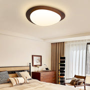 Plafonnier en galets scandinave sophistiqué - Esthétique élégante en bois avec éclairage LED intégré