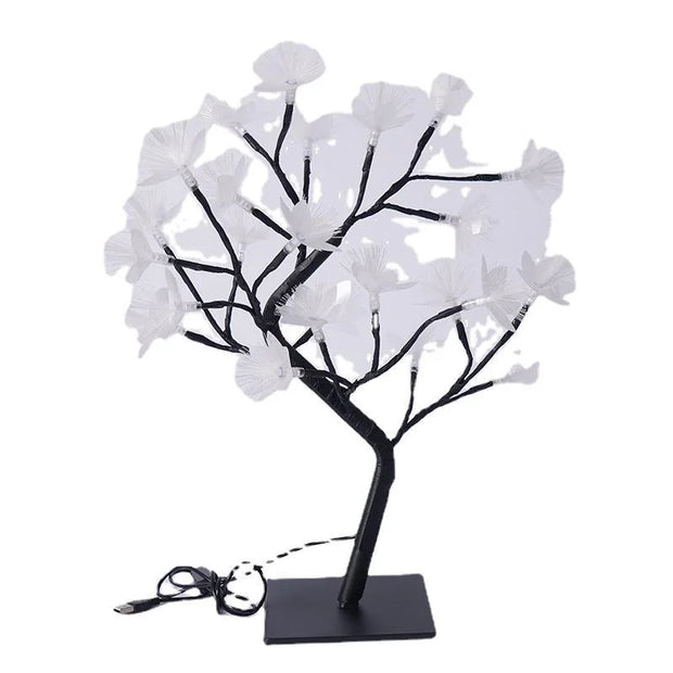 Table lamp in the shape of an enchanting fiber optic flower tree – Embrace a soft white glow for an elegant ambiance