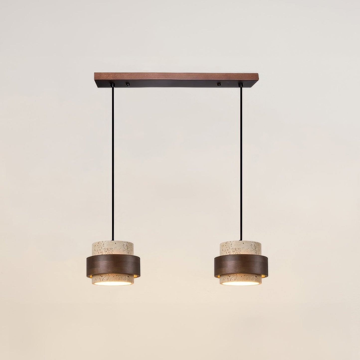 Lampe de chevet Ascend Wabi-Sabi élégamment conçue – Une fusion chic de minimalisme rétro en travertin et en bois