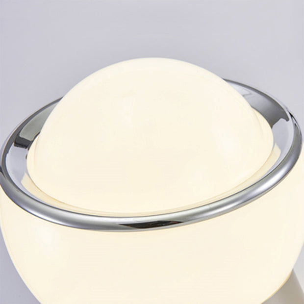 Elegant French opal Bauhaus table lamp – Glass and stainless steel design