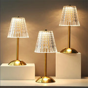Elegant gold crystal LED table lamp - Touch control, wireless, and stylish design