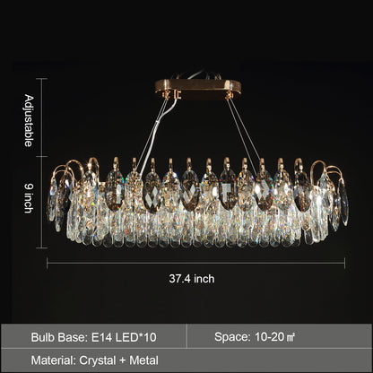 Chandelier en cristal K9 élégant – Éblouissante lumière LED rose gold avec fonction dimmable (Disponible en différentes tailles)