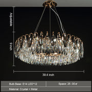 Elegant K9 crystal chandelier – Dazzling rose gold LED light with dimmable function (Available in different sizes)