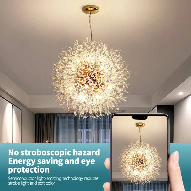 Chandelier LED en cristal élégant – Fini chrome stylé avec éclairage G9