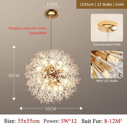 Chandelier LED en cristal élégant – Fini chrome stylé avec éclairage G9