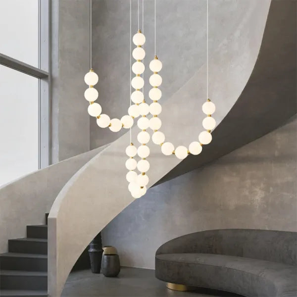 Exquisite Beaded Chandelier – Elegant LED Lighting in Metal and Acrylic (H65 cm)