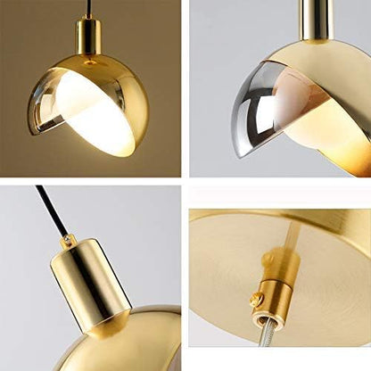 Elegante noordse glazen en gouden hanglamp – Stijlvol ontwerp met gerookte lampenkap