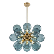 Superb blue spherical bubble chandelier - Contemporary pendant light with artistic glass design