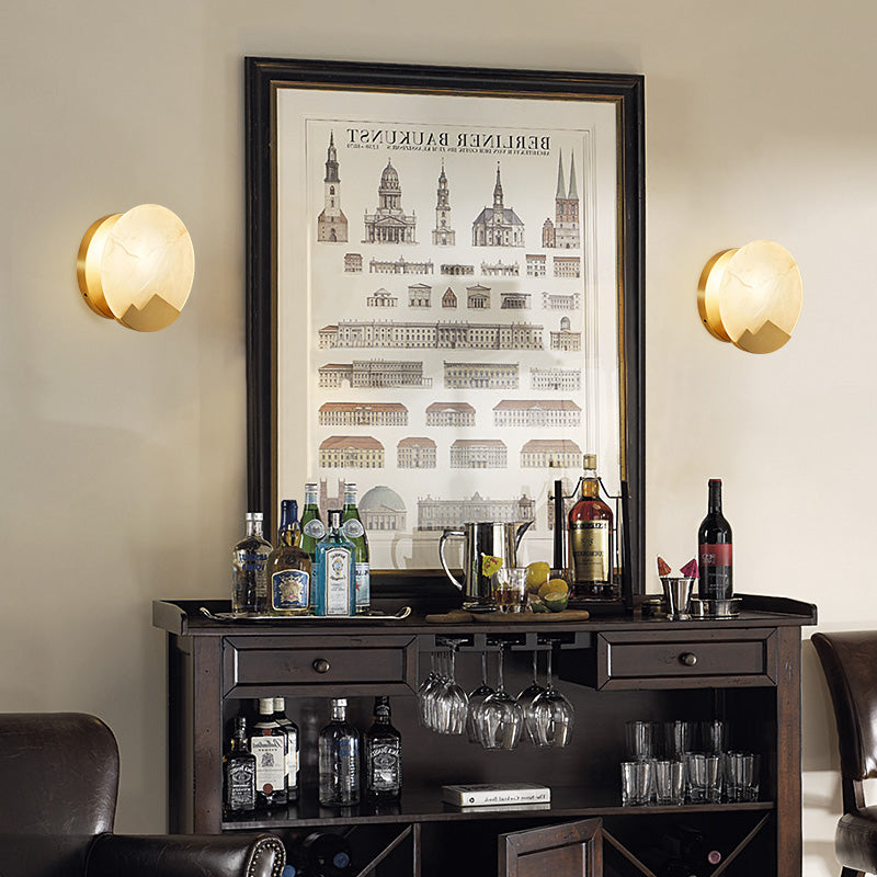 Applique murale LED chic scandinave – Lampe en marbre et laiton élégante avec luminosité réglable