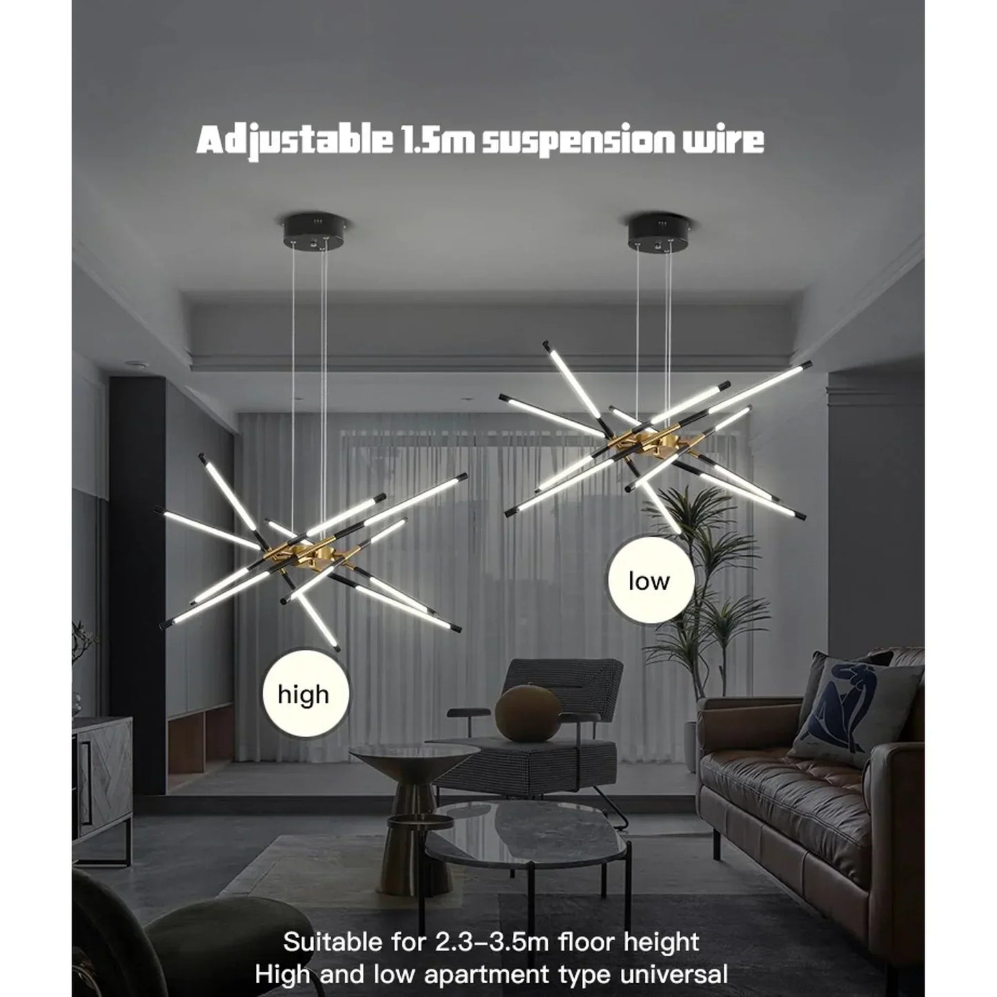 Chandelier Araignée Contemporain – Design Adjustable et Polyvalent avec 6 à 12 Lumières Éclairantes