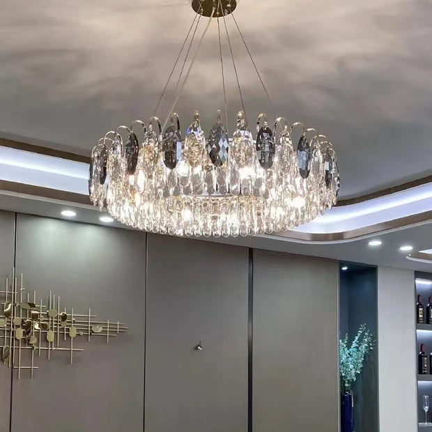 Elegant K9 crystal chandelier – Dazzling rose gold LED light with dimmable function (Available in different sizes)