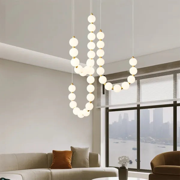 Exquisite Beaded Chandelier – Elegant LED Lighting in Metal and Acrylic (H65 cm)