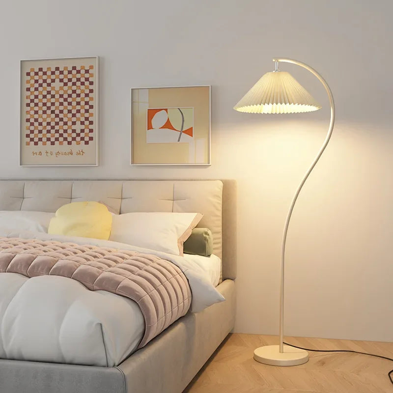 Elegant LED fabric floor lamp - Versatile foldable design with customizable lighting options