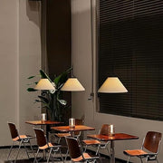 Scandinavian elegance: Cream fabric LED pendant light with Nordic pleated design