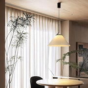 Scandinavian elegance: Cream fabric LED pendant light with Nordic pleated design
