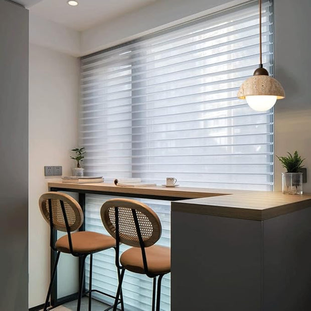 Elegant pendant lamp in natural marble – LED wall light with a design merging wood and marble