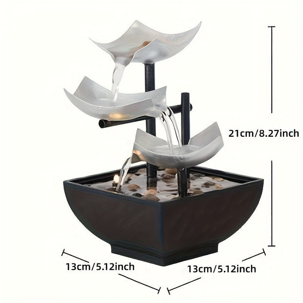 Compact LED tabletop fountain – Soothing cascade experience with enchanting ambient glow
