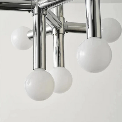 Elegante Scandinavische glazen bolvormige kroonluchter – Stijlvolle moderne hanglamp met een chique chromen afwerking