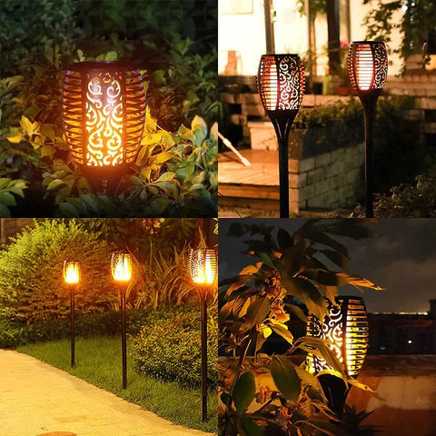 Lanterne solaire enchanteresse – Effet de flamme LED captivant et illumination extérieure durable et résistant aux intempéries