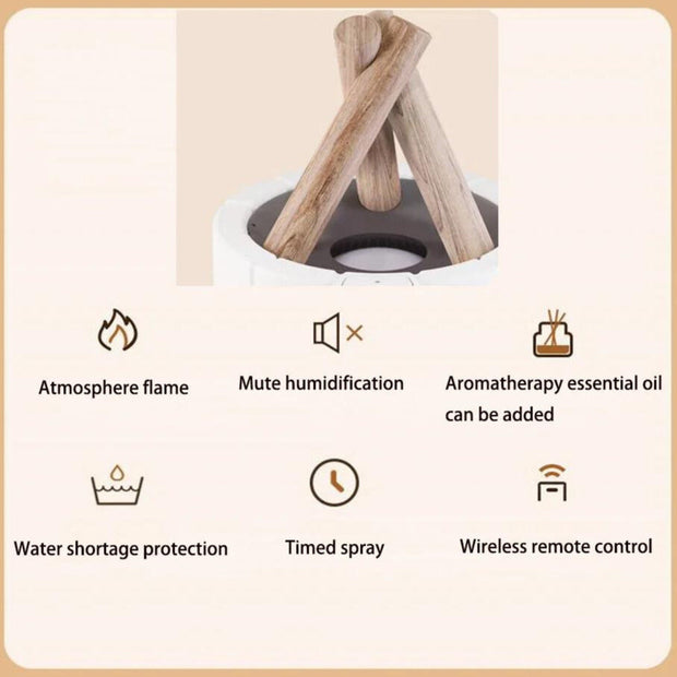 Versatile LED flame effect table lamp – Illuminating humidifier and aromatherapy diffuser in one device