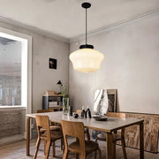 Élégante suspension en verre blanc givré géométrique inspirée des vintage – Une touche d'élégance pour votre espace