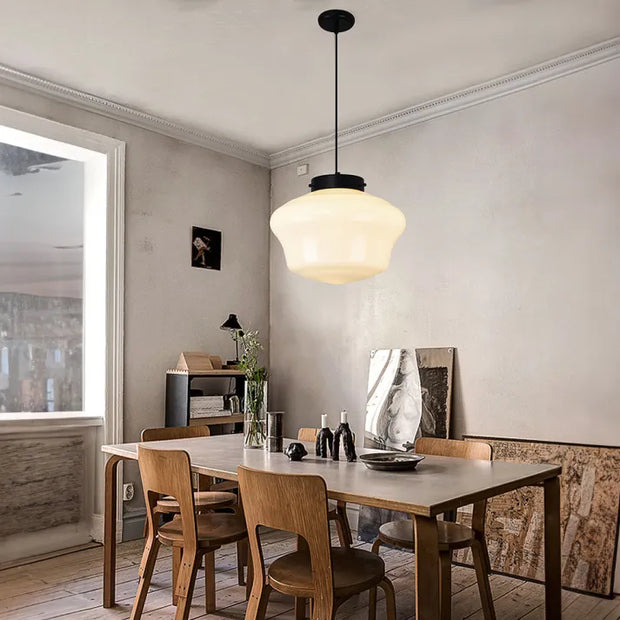 Élégante suspension en verre blanc givré géométrique inspirée des vintage – Une touche d'élégance pour votre espace