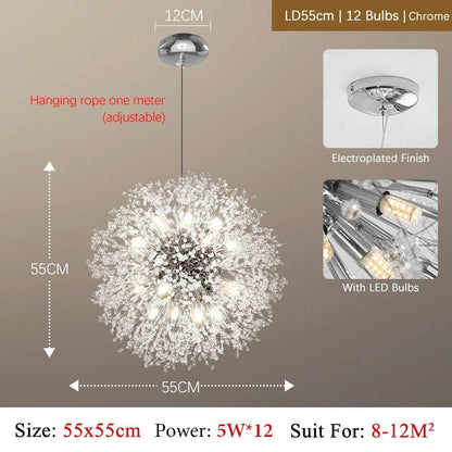 Chandelier LED en cristal élégant – Fini chrome stylé avec éclairage G9